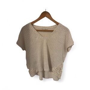 American Eagle Women’s Top in Beige, Lace Detail on Sides, Size Small